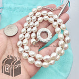Tiffany & Co. 925 Silver 7-8mm Pearl Toggle 18" Necklace (pouch)