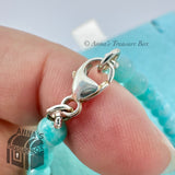 Tiffany & Co. 925 Silver Mini RTT Heart 4mm Amazonite 7" Bracelet (pouch)