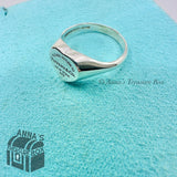 Return To Tiffany & Co. 925 Silver Heart Signet Ring Band Size 7.5 (pouch)