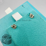 Tiffany & Co. 925 Silver Bow Ribbon Stud Earrings (box, pouch, ribbon)