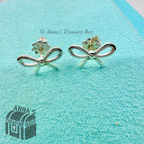 Tiffany & Co. 925 Silver Bow Ribbon Stud Earrings (box, pouch, ribbon)