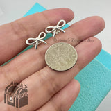 Tiffany & Co. 925 Silver Bow Ribbon Stud Earrings (box, pouch, ribbon)
