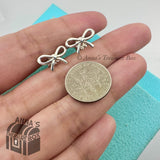 Tiffany & Co. 925 Silver Bow Ribbon Stud Earrings (box, pouch, ribbon)
