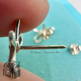 Tiffany & Co. 925 Silver Bow Ribbon Stud Earrings (box, pouch, ribbon)
