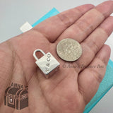 Tiffany & Co. 925 Silver 1837 Padlock Cube Box Charm Pendant (pouch)