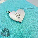 Tiffany & Co. 925 Silver WITH LOVE Diamond Heart Charm Pendant (pouch)
