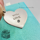 Tiffany & Co. 925 Silver WITH LOVE Diamond Heart Charm Pendant (pouch)