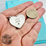 Tiffany & Co. 925 Silver WITH LOVE Diamond Heart Charm Pendant (pouch)
