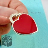 Tiffany & Co. 925 Silver SMALL Red Enamel RTT Heart Charm Pendant #2 (pouch)