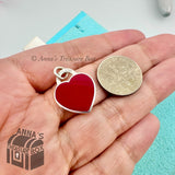 Tiffany & Co. 925 Silver SMALL Red Enamel RTT Heart Charm Pendant #2 (pouch)