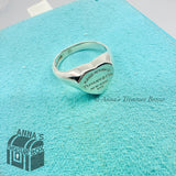 Return To Tiffany & Co. 925 Silver Signet Heart Ring Size 5 (box, pouch, ribbon)