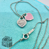 Return Tiffany & Co. 925 Silver Pink Enamel Mini Double Hearts 16" Necklace (pch
