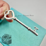 Tiffany & Co. 925 Silver LARGE 2" Heart Key Charm Pendant (pouch)