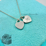 Tiffany & Co. 925 Silver Mini MOM Double Hearts 18" Necklace (pouch)