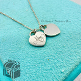 Tiffany & Co. 925 Silver Mini MOM Double Hearts 18" Necklace (pouch)