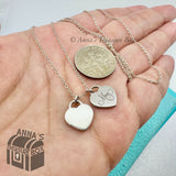 Tiffany & Co. 925 Silver Mini MOM Double Hearts 18" Necklace (pouch)