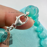 Tiffany & Co. 925 Silver 8mm Amazonite Blue Heart 7.25" Bracelet (pouch)