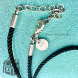 Tiffany & Co. 925 Silver Black Twist Silk Cord 16-18" Necklace (pouch)