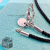 Tiffany & Co. 925 Silver Black Twist Silk Cord 16-18" Necklace (pouch)