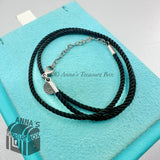 Tiffany & Co. 925 Silver Black Twist Silk Cord 16-18" Necklace (pouch)
