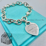 Return To Tiffany & Co. Silver 925 Blue Enamel RTT Heart 7.75" Bracelet (pouch)