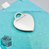 Tiffany & Co. 925 Silver LARGE Blue Splash Heart Pendant Charm(Box, Pch, Ribbon)