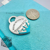 Tiffany & Co. 925 Silver LARGE Blue Splash Heart Pendant Charm(Box, Pch, Ribbon)