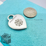 Tiffany & Co. 925 Silver Custom Engraved Snowflake Heart Tag Charm Pendant #2
