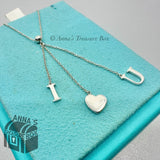 Tiffany & Co. 925 Silver I Love You "Boo" Engraved Lariat Dangle 16" Necklace