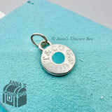 Tiffany & Co. 925 Silver 1837 Blue Enamel Circle Charm Pendant (pouch)