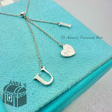Tiffany & Co. 925 Silver I Love You "Boo" Engraved Lariat Dangle 16" Necklace