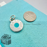 Tiffany & Co. 925 Silver 1837 Blue Enamel Circle Charm Pendant (pouch)