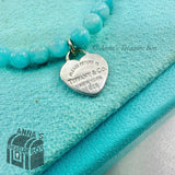Tiffany & Co. 925 Silver Mini RTT Heart 4mm Amazonite 7.5" Bracelet (pouch)