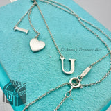 Tiffany & Co. 925 Silver I Love You "Boo" Engraved Lariat Dangle 16" Necklace