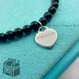 Tiffany & Co. 925 Silver 4mm Black Onyx Mini RTT Heart 7" Bracelet (pouch)