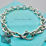Tiffany & Co. 925 Silver 8mm Rolo Round Link Chain 7" Bracelet (pouch)