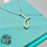 Tiffany & Co. 925 Silver Elsa Peretti Letter J Initial Pendant Necklace (pouch)