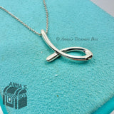 Tiffany & Co. 925 Silver Elsa Peretti Letter J Initial Pendant Necklace (pouch)
