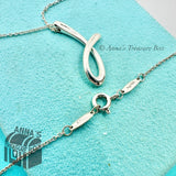 Tiffany & Co. 925 Silver Elsa Peretti Letter J Initial Pendant Necklace (pouch)