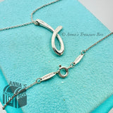 Tiffany & Co. 925 Silver Elsa Peretti Letter J Initial Pendant Necklace (pouch)