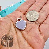 Tiffany & Co. 925 Silver SMALL Lavender RTT Heart Pendant Charm (pouch)