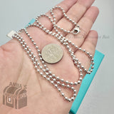 Tiffany & Co. 925 Silver Men's Unisex 2.5mm Bead 24"Chain Necklace (box)