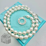 Tiffany & Co. 925 Silver White Pearl NEW VERSION Toggle 18" Necklace (pouch)