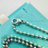 Tiffany & Co. 925 Silver Men's Unisex 2.5mm Bead 24"Chain Necklace (box)