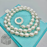 Tiffany & Co. 925 Silver White Pearl NEW VERSION Toggle 18" Necklace (pouch)