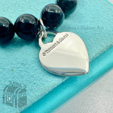 Tiffany & Co. 925 Silver RTT Heart Tag 8mm Black Onyx 7.75" Bracelet #2 (box)