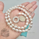 Tiffany & Co. 925 Silver White Pearl NEW VERSION Toggle 18" Necklace (pouch)