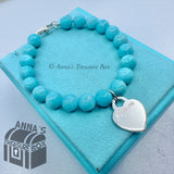 Tiffany & Co. 925 Silver 8mm Amazonite Bead 7.25" Bracelet (pouch)