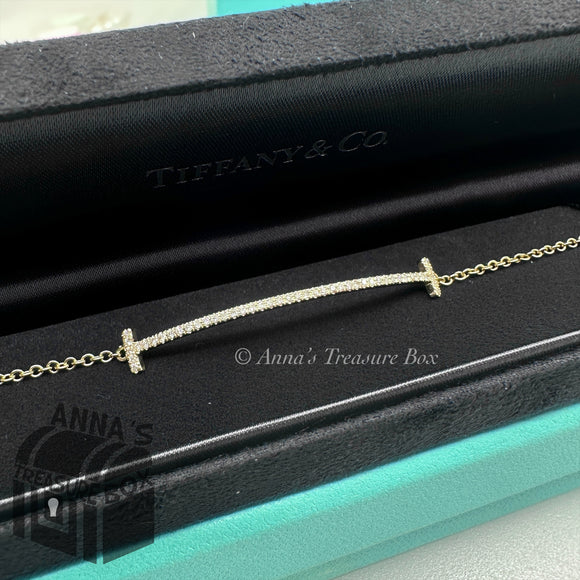 Tiffany & Co. 18K Yellow Gold MED Diamond T Smile Diamond 7