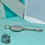 Tiffany & Co. 925 Silver Lavender/purple Enamel Key Pendant 18” Necklace (pouch)